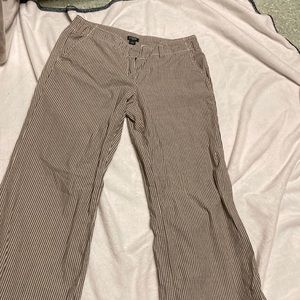 Tan and White Vertical Stripe City Fit J. Crew pants